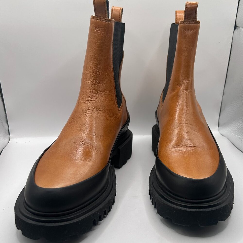 NEW AllSaints Harlee Brown Leather Lug Sole Chelsea Boot (Women) Size 7